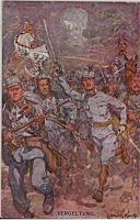 1915 Propagandakarte Vergeltung von Ludwig Koch mit dem Rainerregiment